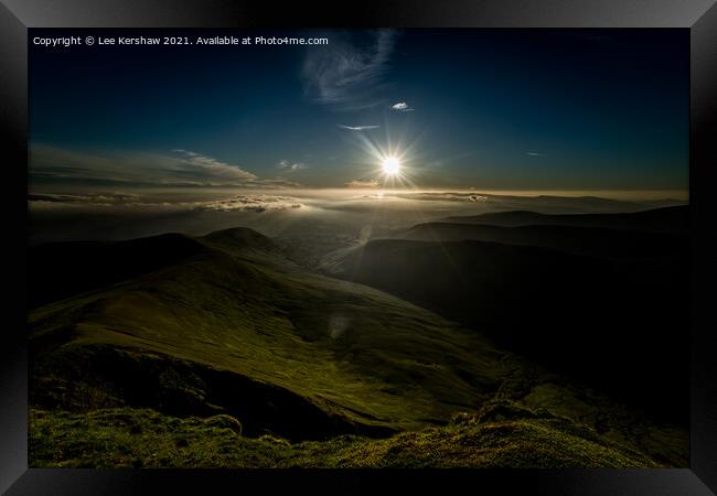 Burning Sun Over the Brecons Framed Print by Lee Kershaw