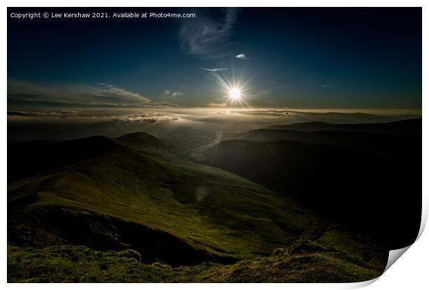 Burning Sun Over the Brecons Print by Lee Kershaw