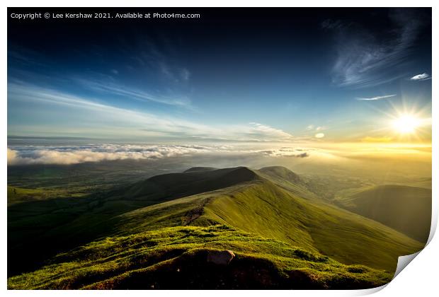 Sunrise over the Brecons Print by Lee Kershaw