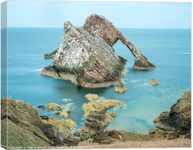 Bow Fiddle Rock at Portknockie, Scotland Canvas Print by Alan Crawford
