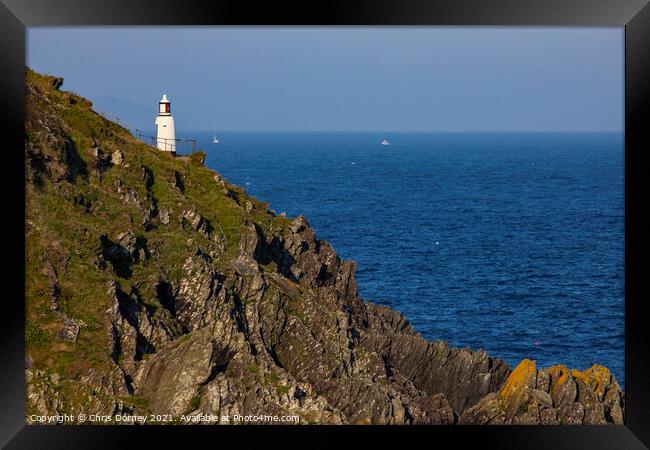 Spy House Point Lighthouse in Polperro, Cornwall, UK Framed Print by Chris Dorney