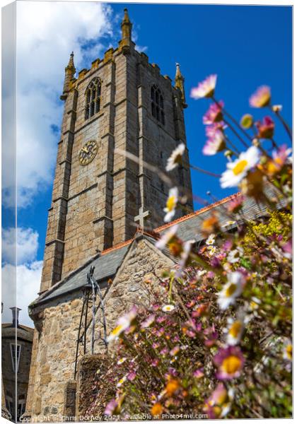 St. Ia Church in St. Ives, Cornwall Canvas Print by Chris Dorney