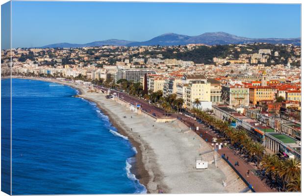 Beach and the Sea in City of Nice Canvas Print by Artur Bogacki