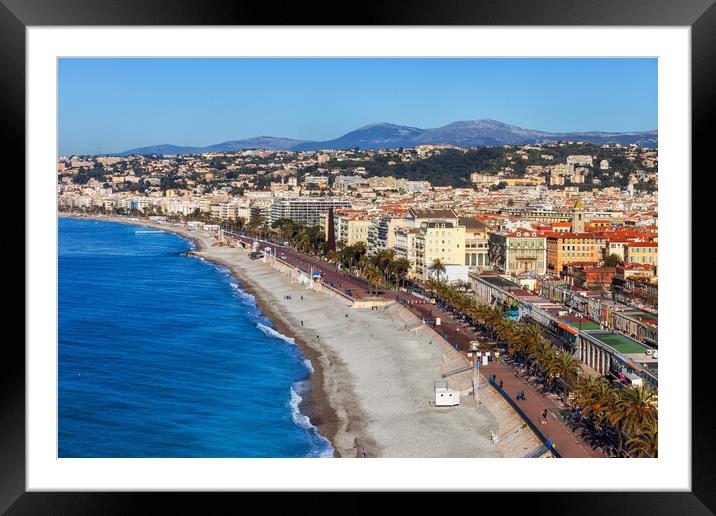 Beach and the Sea in City of Nice Framed Mounted Print by Artur Bogacki