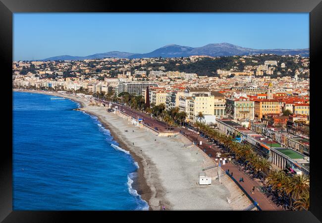 Beach and the Sea in City of Nice Framed Print by Artur Bogacki