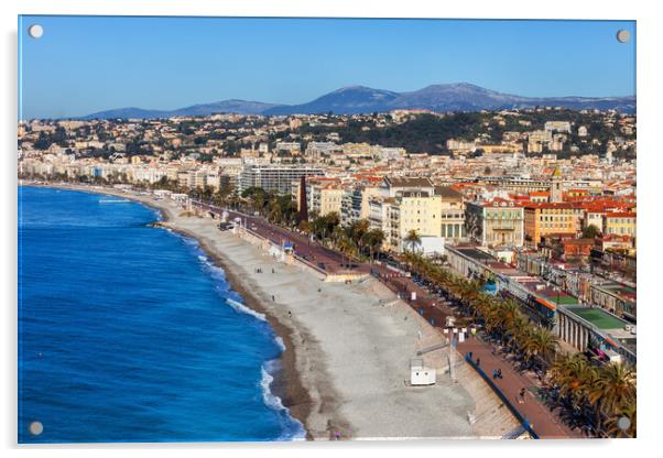 Beach and the Sea in City of Nice Acrylic by Artur Bogacki