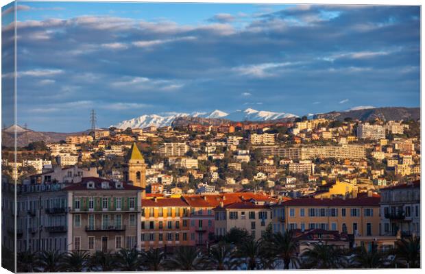 City of Nice at Sunrise in France Canvas Print by Artur Bogacki