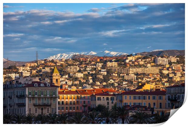 City of Nice at Sunrise in France Print by Artur Bogacki