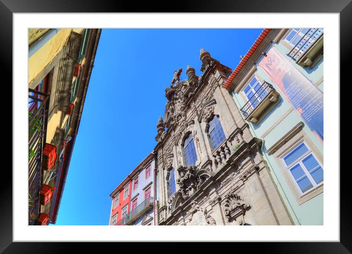 Beautiful and colorful Porto Streets near Rio Douro Framed Mounted Print by Elijah Lovkoff