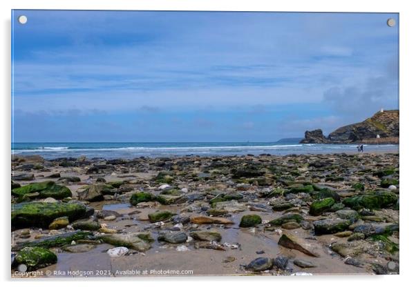 Portreath Beach, Landscape, Cornwall, UK Acrylic by Rika Hodgson