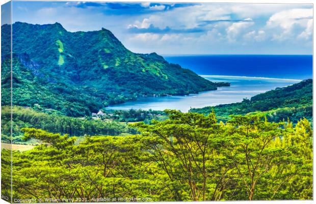 Colorful Opunohu Bay Moorea Tahiti Canvas Print by William Perry