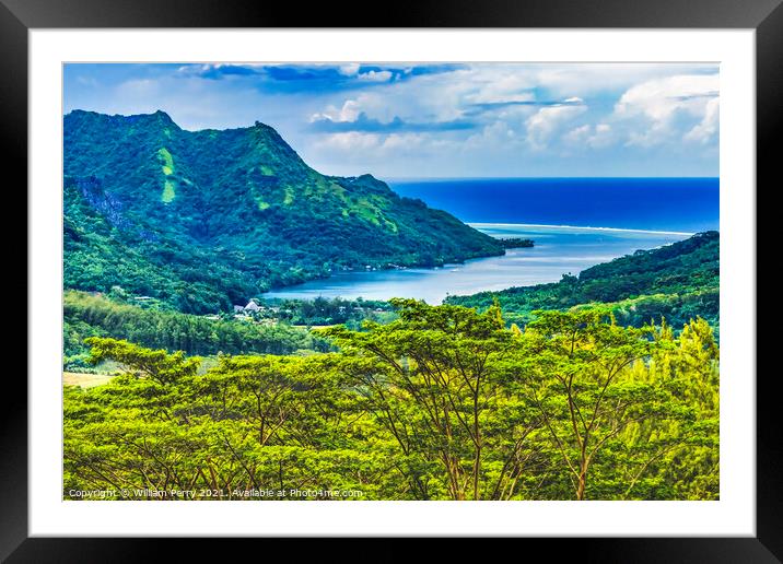 Colorful Opunohu Bay Moorea Tahiti Framed Mounted Print by William Perry