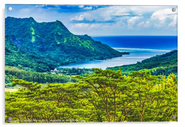 Colorful Opunohu Bay Moorea Tahiti Acrylic by William Perry
