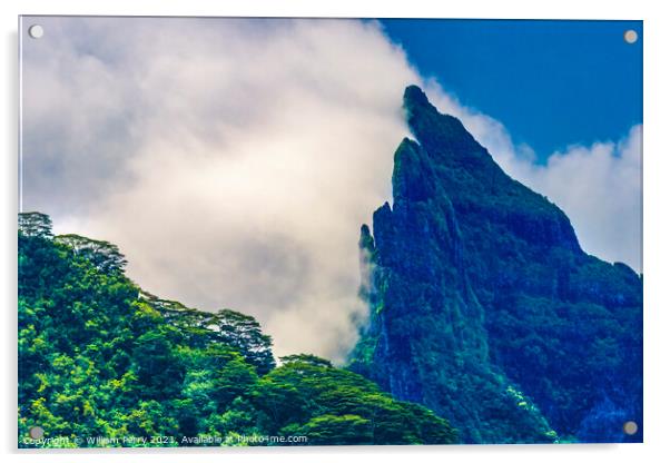 Colorful Clouds Mount Mouapu Shark's Teeth Moorea Tahiti Acrylic by William Perry