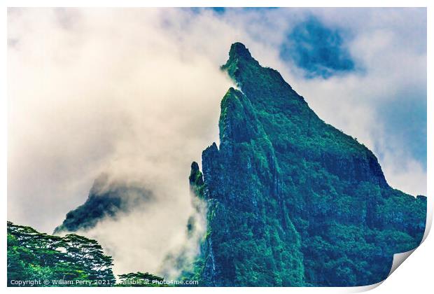 Colorful Clouds Mount Mouapu Shark's Teeth Moorea Tahiti Print by William Perry