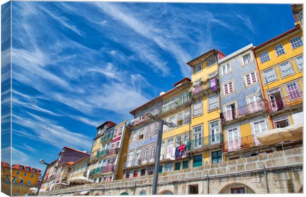 Beautiful and colorful Porto Streets near Rio Douro Canvas Print by Elijah Lovkoff