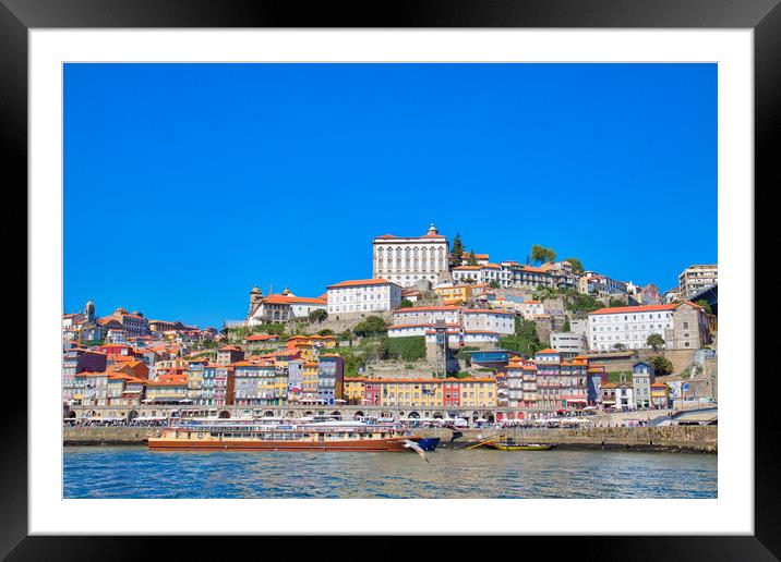 Beautiful and colorful Porto Streets near Rio Douro Framed Mounted Print by Elijah Lovkoff