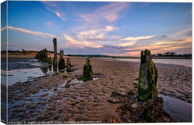 Bembridge Silver Sands Sunset Canvas Print by Wight Landscapes