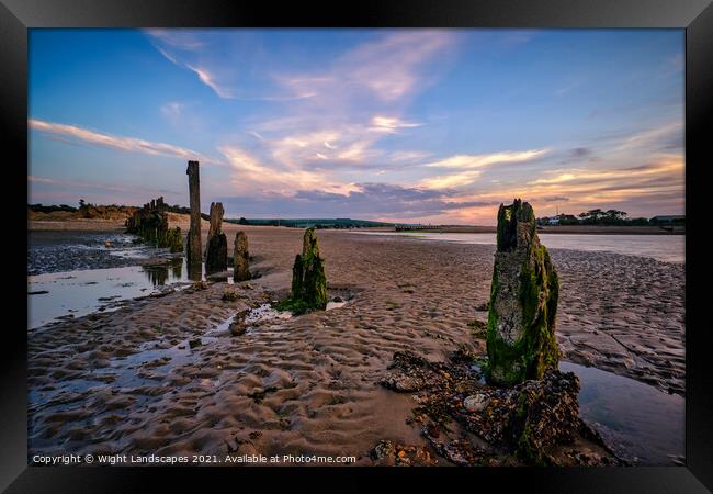 Bembridge Silver Sands Sunset Framed Print by Wight Landscapes