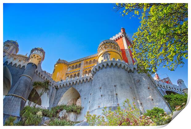 Scenic colorful Park and National Palace of Pena in Sintra, Portugal Print by Elijah Lovkoff