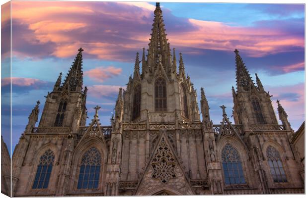 Cathedral of Barcelona located in the heart of historic Las Ramblas district Canvas Print by Elijah Lovkoff