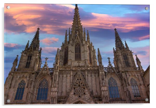 Cathedral of Barcelona located in the heart of historic Las Ramblas district Acrylic by Elijah Lovkoff