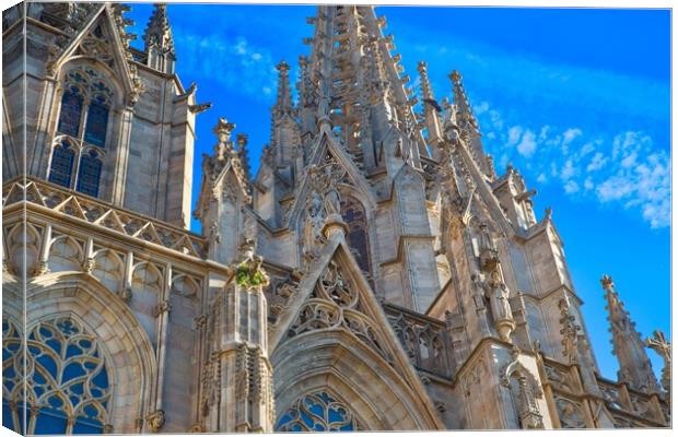 Cathedral of Barcelona located in the heart of historic Las Ramb Canvas Print by Elijah Lovkoff