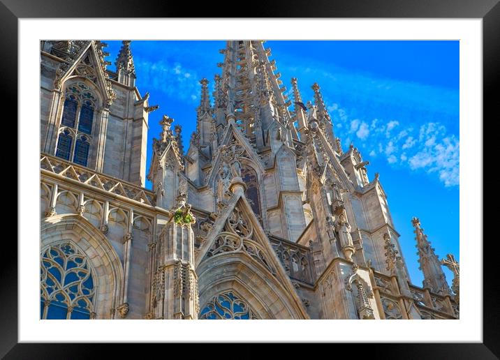 Cathedral of Barcelona located in the heart of historic Las Ramb Framed Mounted Print by Elijah Lovkoff