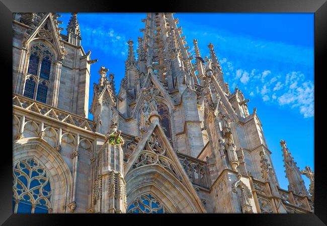 Cathedral of Barcelona located in the heart of historic Las Ramb Framed Print by Elijah Lovkoff