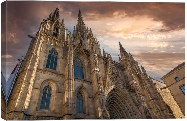 Cathedral of Barcelona located in the heart of historic Las Ramblas district Canvas Print by Elijah Lovkoff