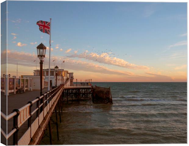 Worthing Pier Dusk Canvas Print by Clive Eariss