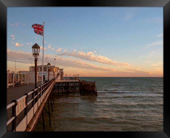 Worthing Pier Dusk Framed Print by Clive Eariss