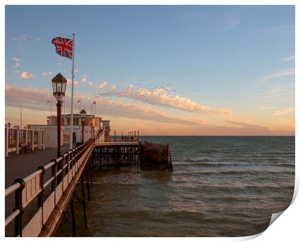 Worthing Pier Dusk Print by Clive Eariss