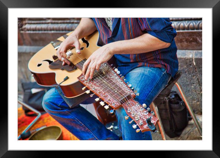 Street musicians playing in front of Barcelona Cathedral Framed Mounted Print by Elijah Lovkoff