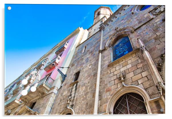 Beautiful Barcelona streets in historic city center near Lar Ram Acrylic by Elijah Lovkoff