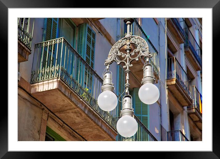 Spanish architecture, beautiful Barcelona streets in historic ci Framed Mounted Print by Elijah Lovkoff
