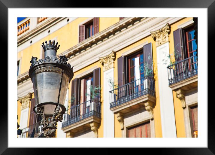 Beautiful Barcelona streets in historic city center near Lar Ram Framed Mounted Print by Elijah Lovkoff