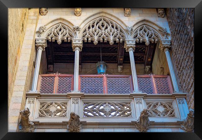 Cathedral of Barcelona, Famous Bridge of Sighs (Pont del Bisbe) Framed Print by Elijah Lovkoff