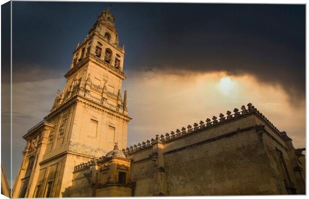 Mezquita Cathedral at sunset in the heart of historic center of Cordoba Canvas Print by Elijah Lovkoff