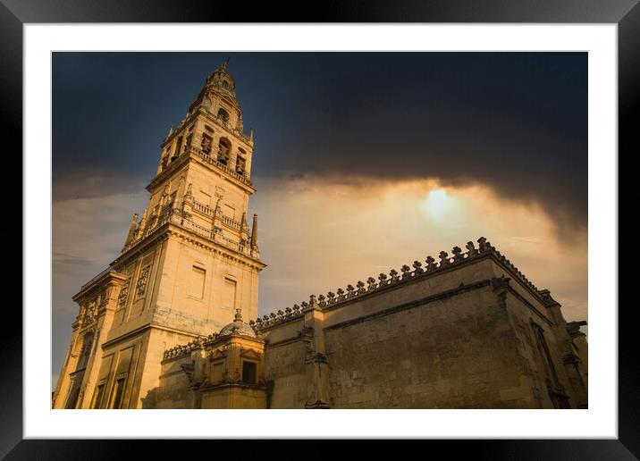 Mezquita Cathedral at sunset in the heart of historic center of Cordoba Framed Mounted Print by Elijah Lovkoff