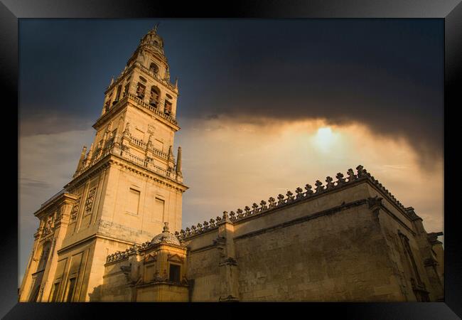 Mezquita Cathedral at sunset in the heart of historic center of Cordoba Framed Print by Elijah Lovkoff