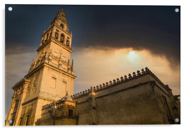 Mezquita Cathedral at sunset in the heart of historic center of Cordoba Acrylic by Elijah Lovkoff