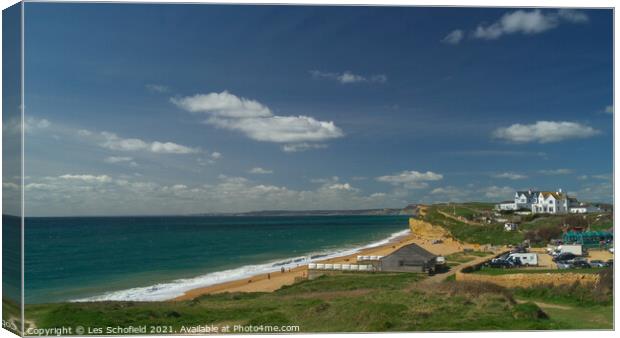 Hive Beach Dorset Canvas Print by Les Schofield