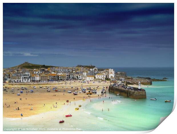St Ives  Cornwall Print by Les Schofield