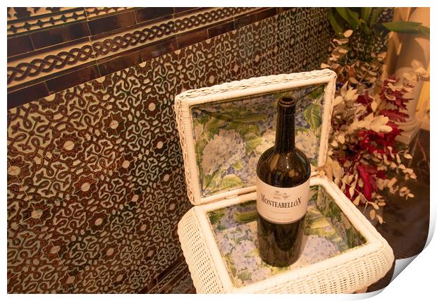 Bottle of Spanish Wine on the display in historic city center of Cordoba, Andalucia Print by Elijah Lovkoff