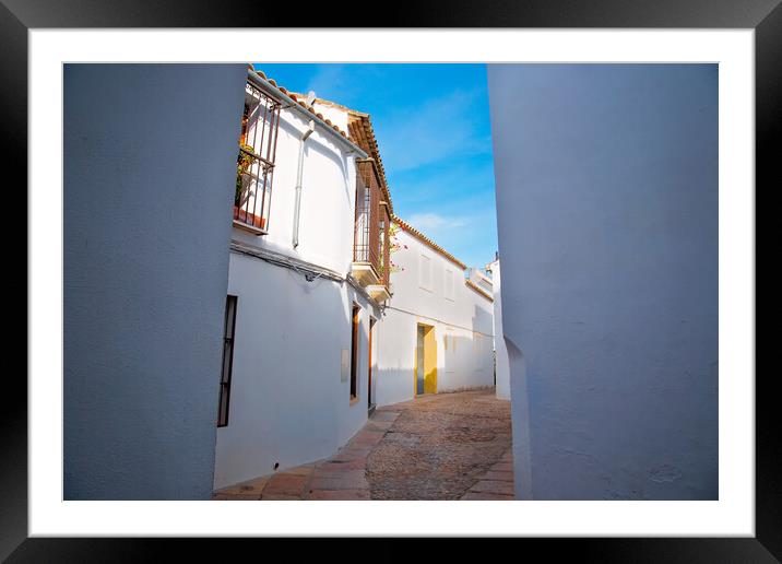 Cordoba streets on a sunny day in historic city center near Mezquita Cathedral Framed Mounted Print by Elijah Lovkoff