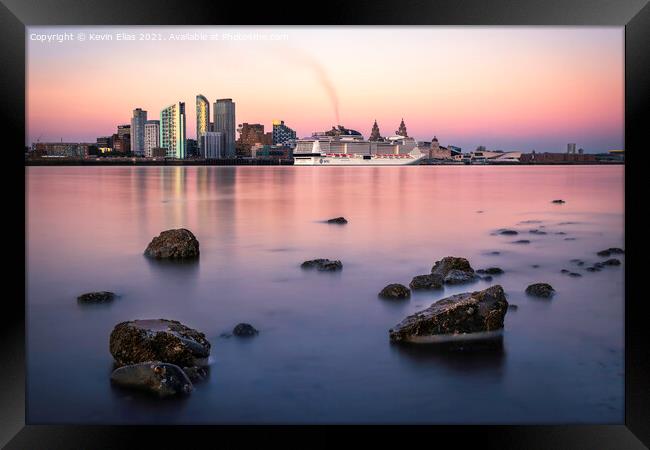 'Enchanting Liverpool Waterfront at Dusk' Framed Print by Kevin Elias