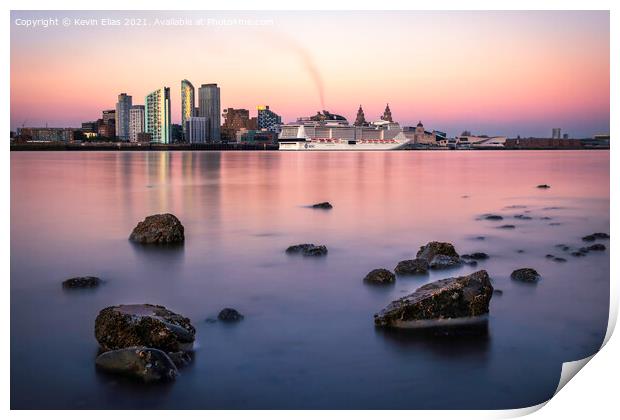 'Enchanting Liverpool Waterfront at Dusk' Print by Kevin Elias