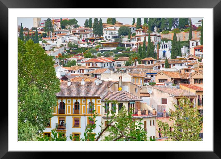 Granada streets and Spanish architecture in historic city center Framed Mounted Print by Elijah Lovkoff