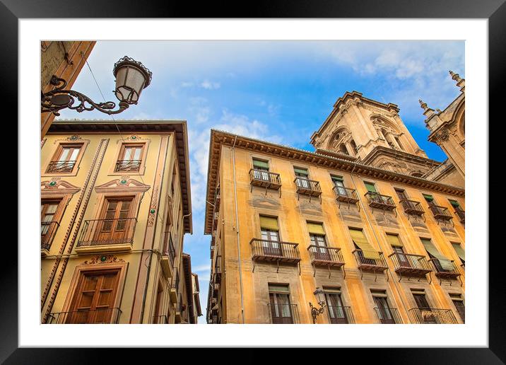 Granada streets and Spanish architecture in a scenic historic ci Framed Mounted Print by Elijah Lovkoff